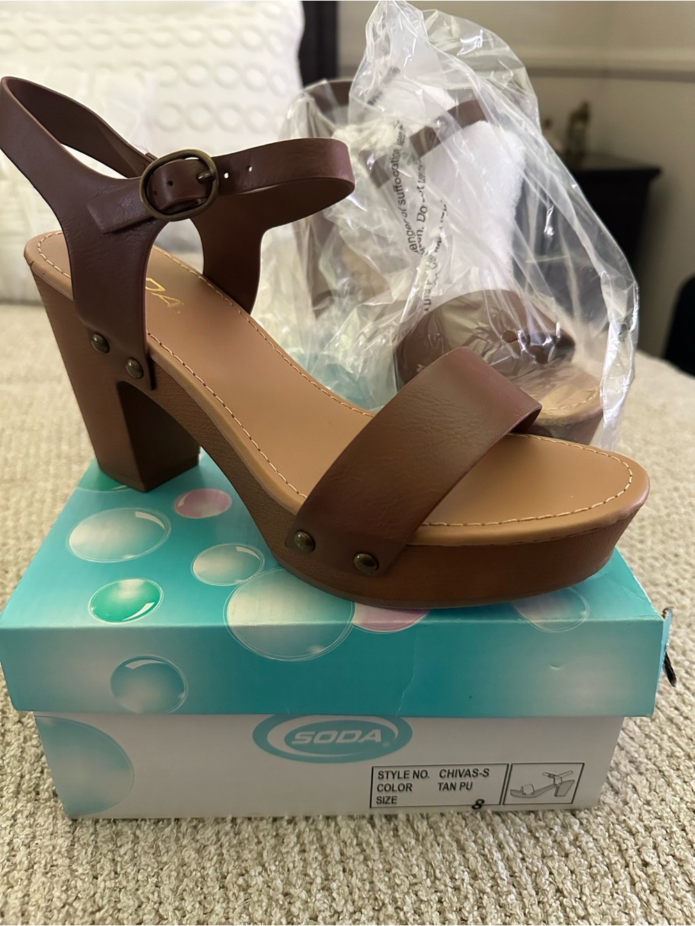 SODA Chivas-S Sandal in Tan NWT - Picture 8 of 9